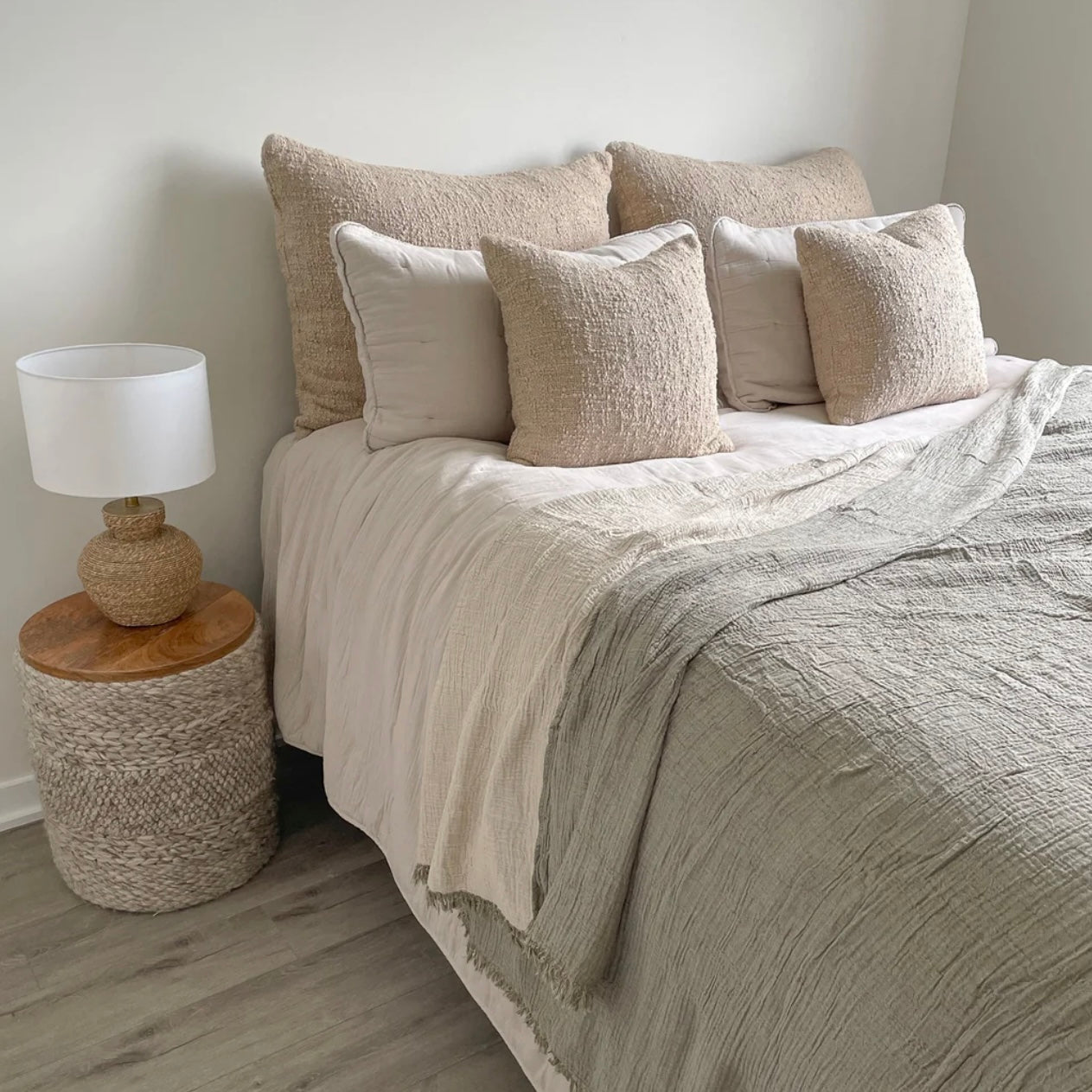 Anaya Home Cozy Cotton Beige Boucle Dutch Euro Pillow 28×36 With Down Insert ~ DREAMY BEDDING SALE ~ Limited Quantity