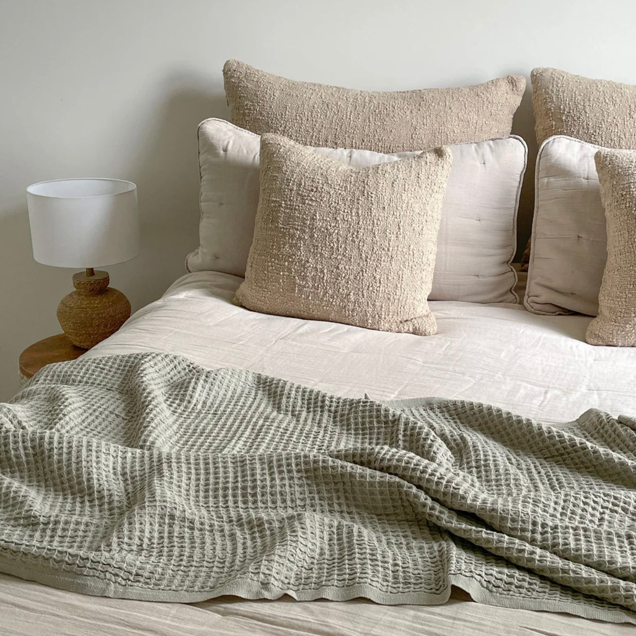 Anaya Home Cozy Cotton Beige Boucle Dutch Euro Pillow 28x36 With Down Insert ~ DREAMY BEDDING SALE ~ Limited Quantity - Image 3