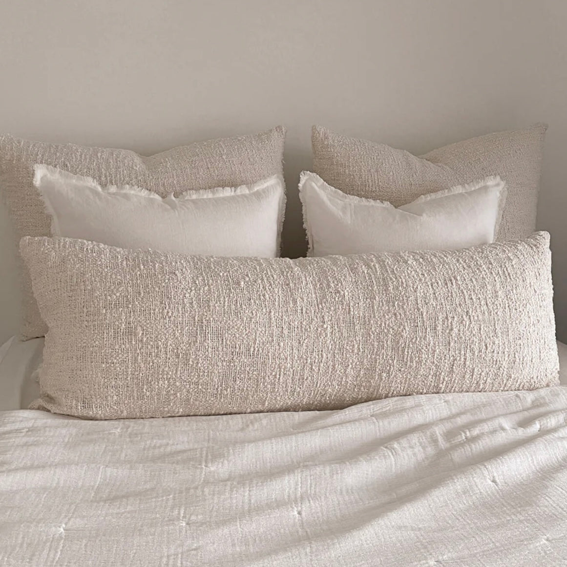 Anaya Home Cozy Cotton Beige Boucle Body Pillow With Down Alternative Insert ~ DREAMY BEDDING SALE ~ Limited Quantity