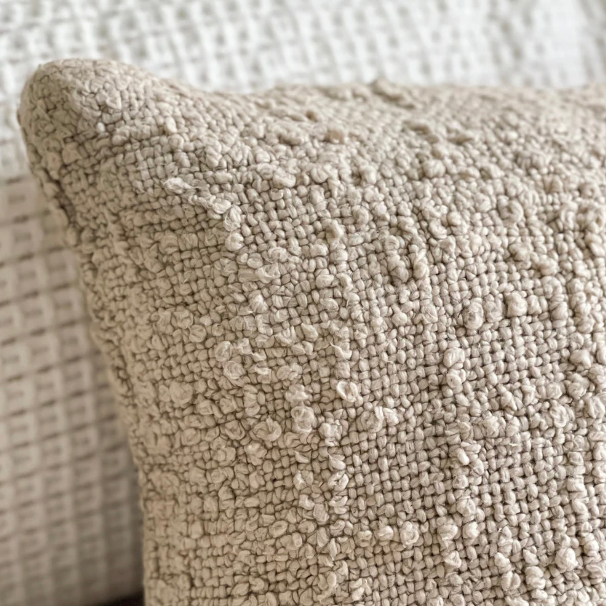 Anaya Home Cozy Cotton Beige Boucle Pillow 20x20 With Down Insert ~ DREAMY BEDDING SALE ~ Limited Quantity - Image 3