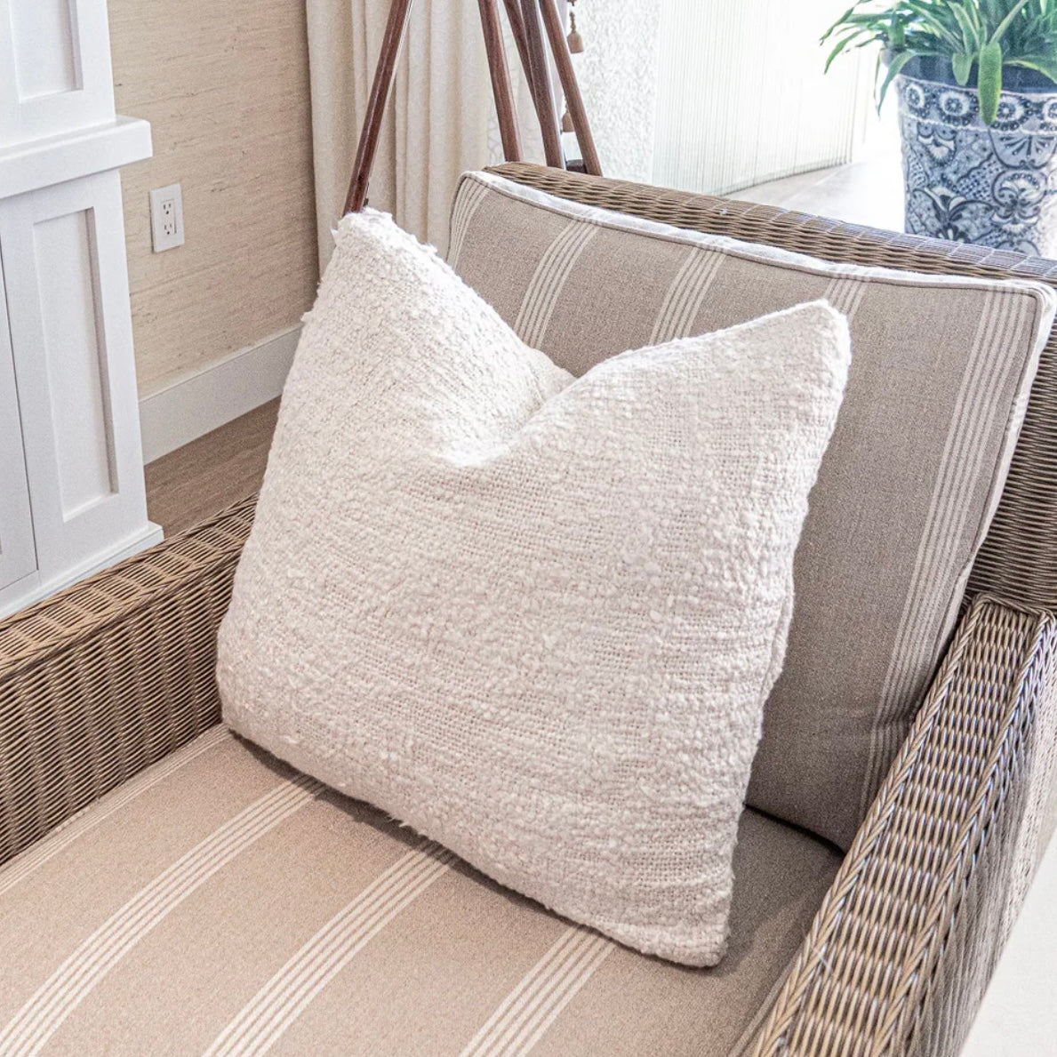Anaya Home Cozy Cotton White Boucle Pillow 20x20 With Down Insert ~ DREAMY BEDDING SALE ~ Limited Quantity - Image 1