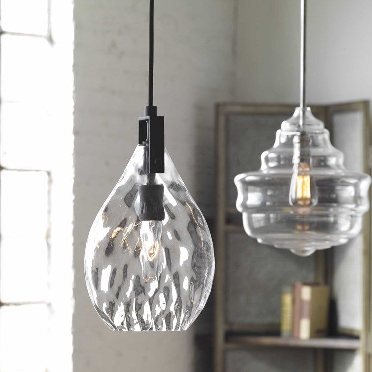 Uttermost Campester Teardrop Watered Glass With Matte Black Accents Mini Pendant Light - Image 3