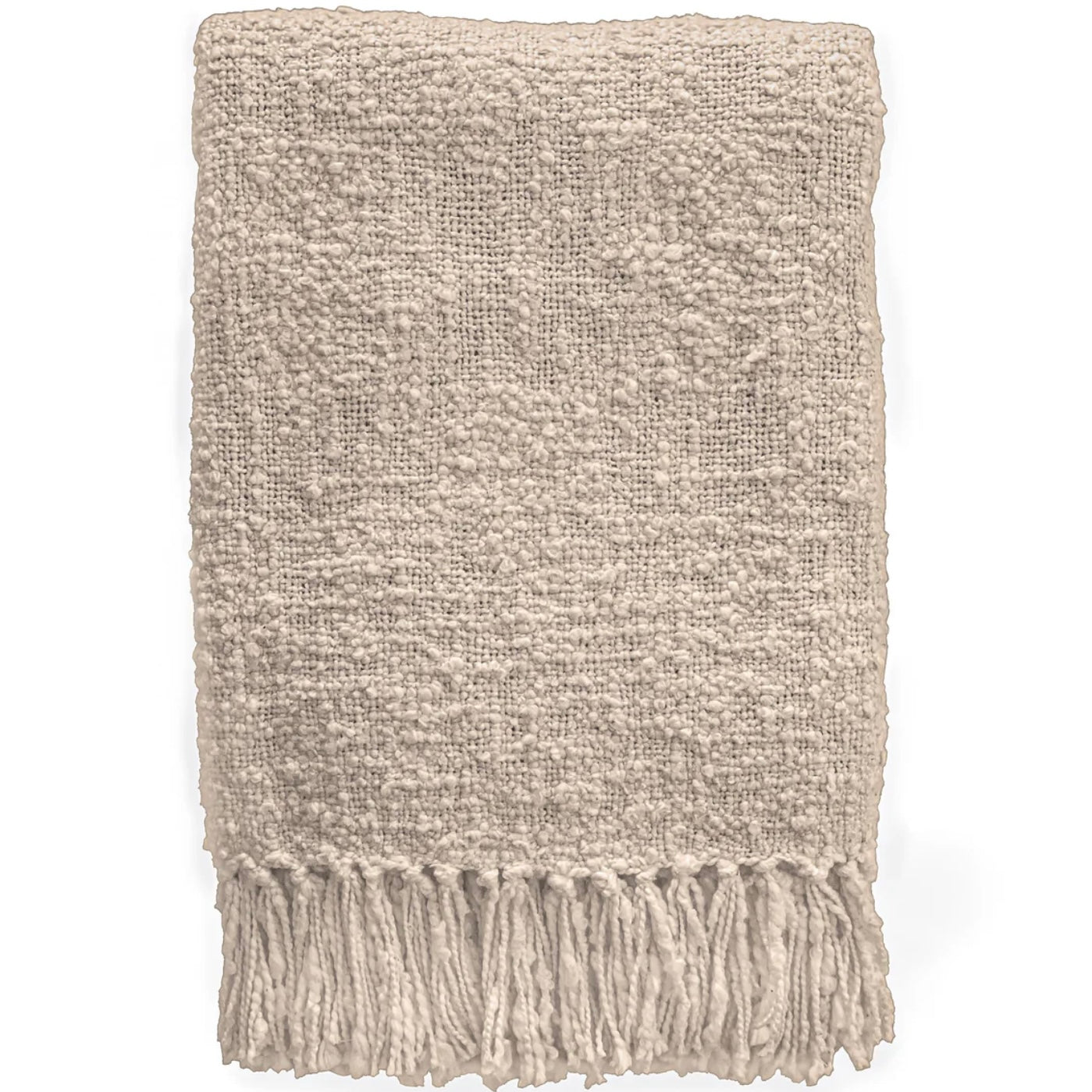 Anaya Home Cozy Cotton Beige Boucle Throw With Fringe ~ DREAMY BEDDING SALE ~ Limited Quantity - Image 2