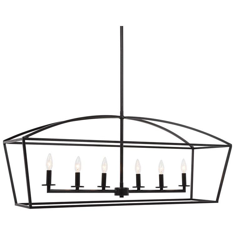 Uttermost Clayton Weathered Bronze Open Frame 6 Light Linear Chandelier