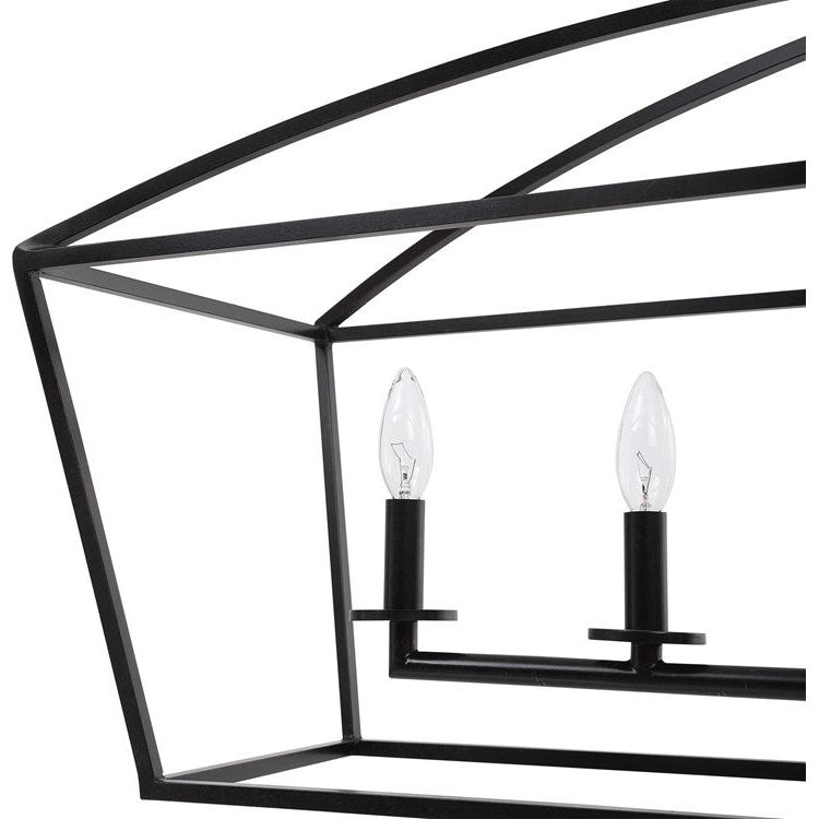 Uttermost Clayton Weathered Bronze Open Frame 6 Light Linear Chandelier - Image 3