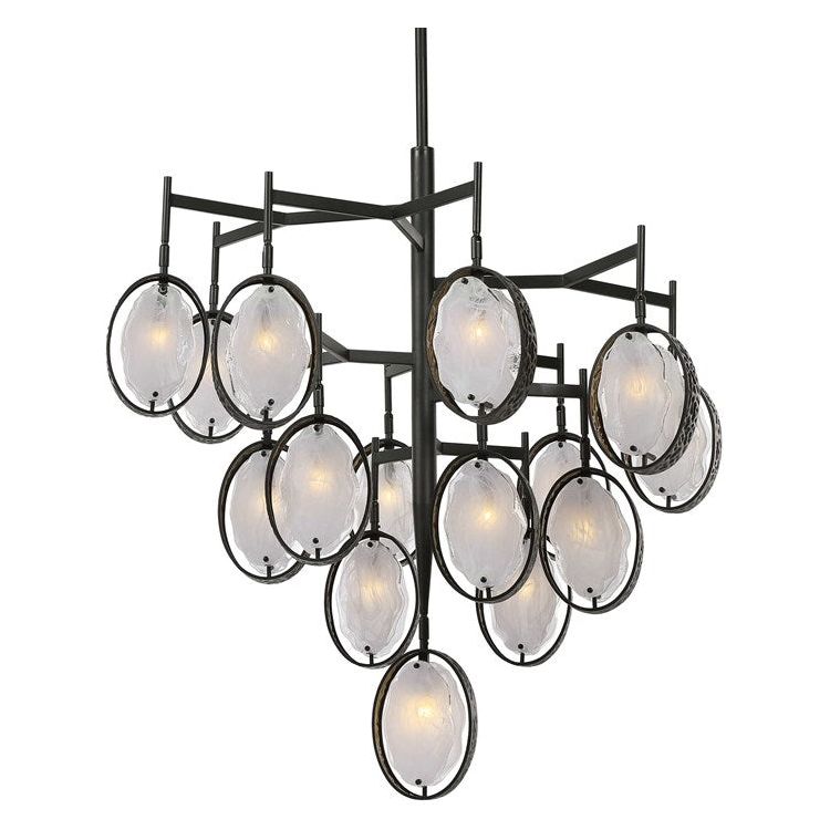 Uttermost Maxin Swirl Glass Ovals With Hammered Bronze Accents 15 Light Large Chandelier - Image 2