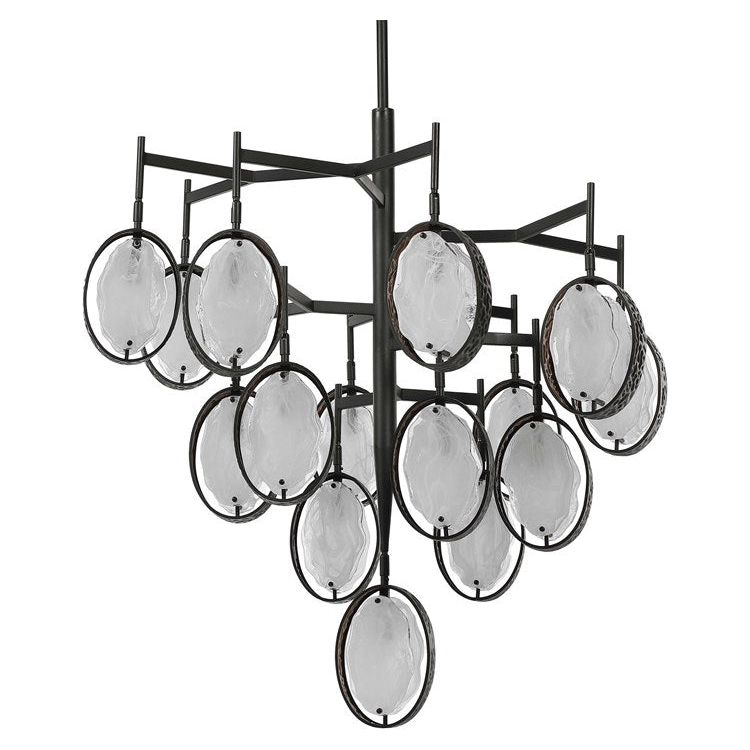 Uttermost Maxin Swirl Glass Ovals With Hammered Bronze Accents 15 Light Large Chandelier - Image 3