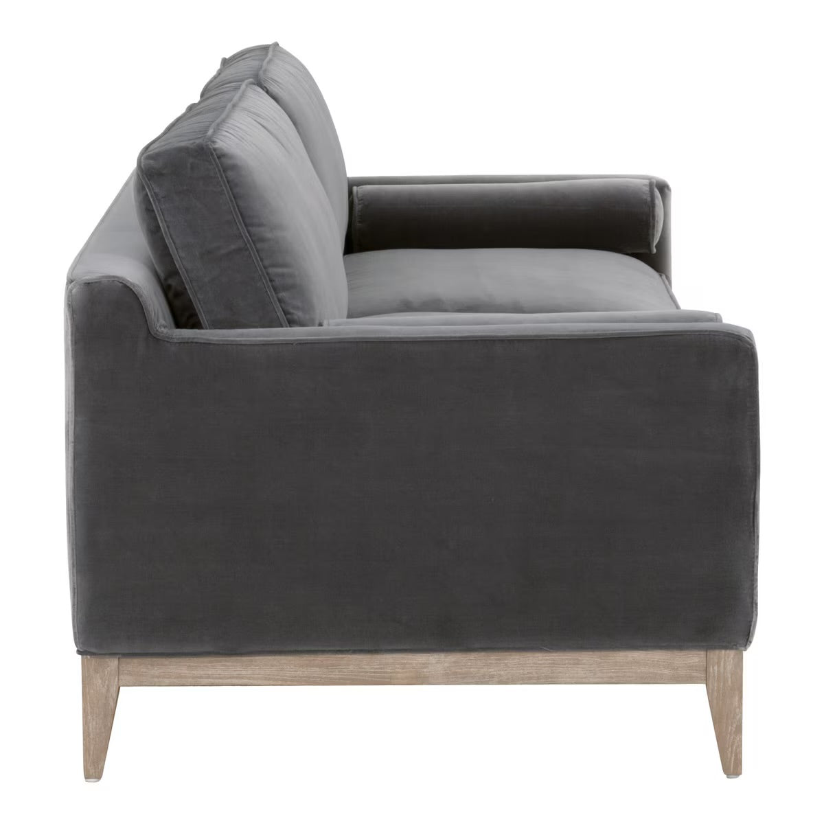 Essentials For Living Parker 86” Post Modern Sofa ~ Dark Dove Velvet, Natural Gray Oak - Image 3