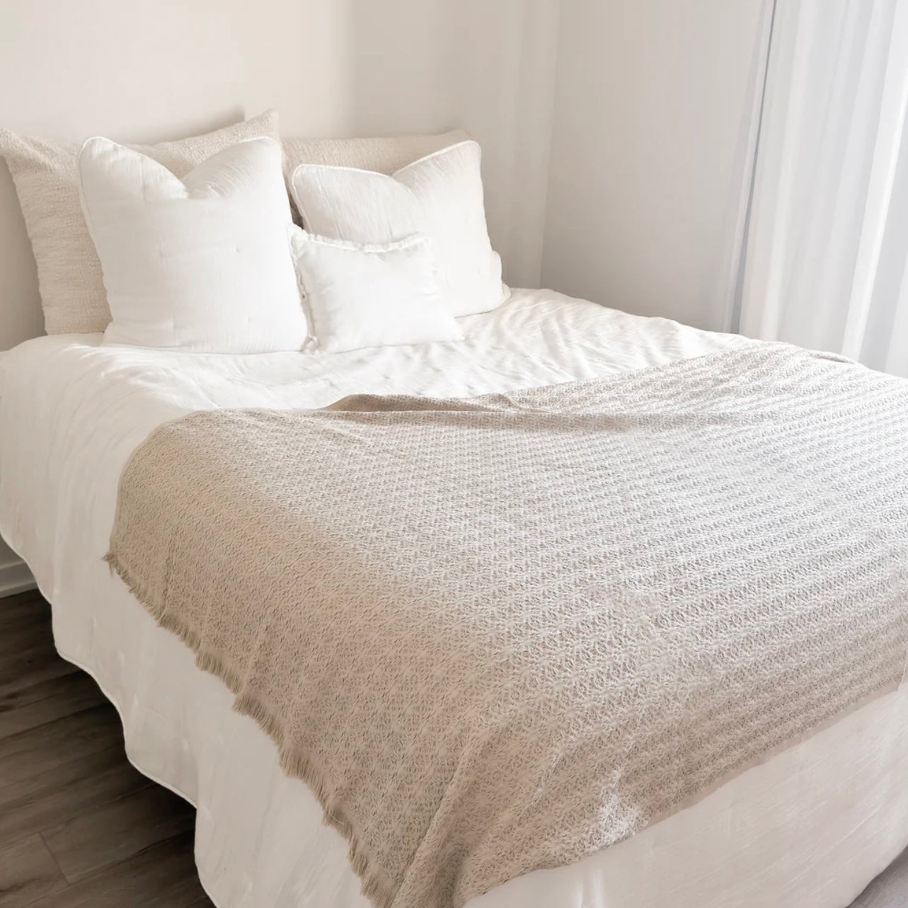 Anaya Home Blissful Bamboo Beige Jacquard Throw ~ DREAMY BEDDING SALE ~ Limited Quantity