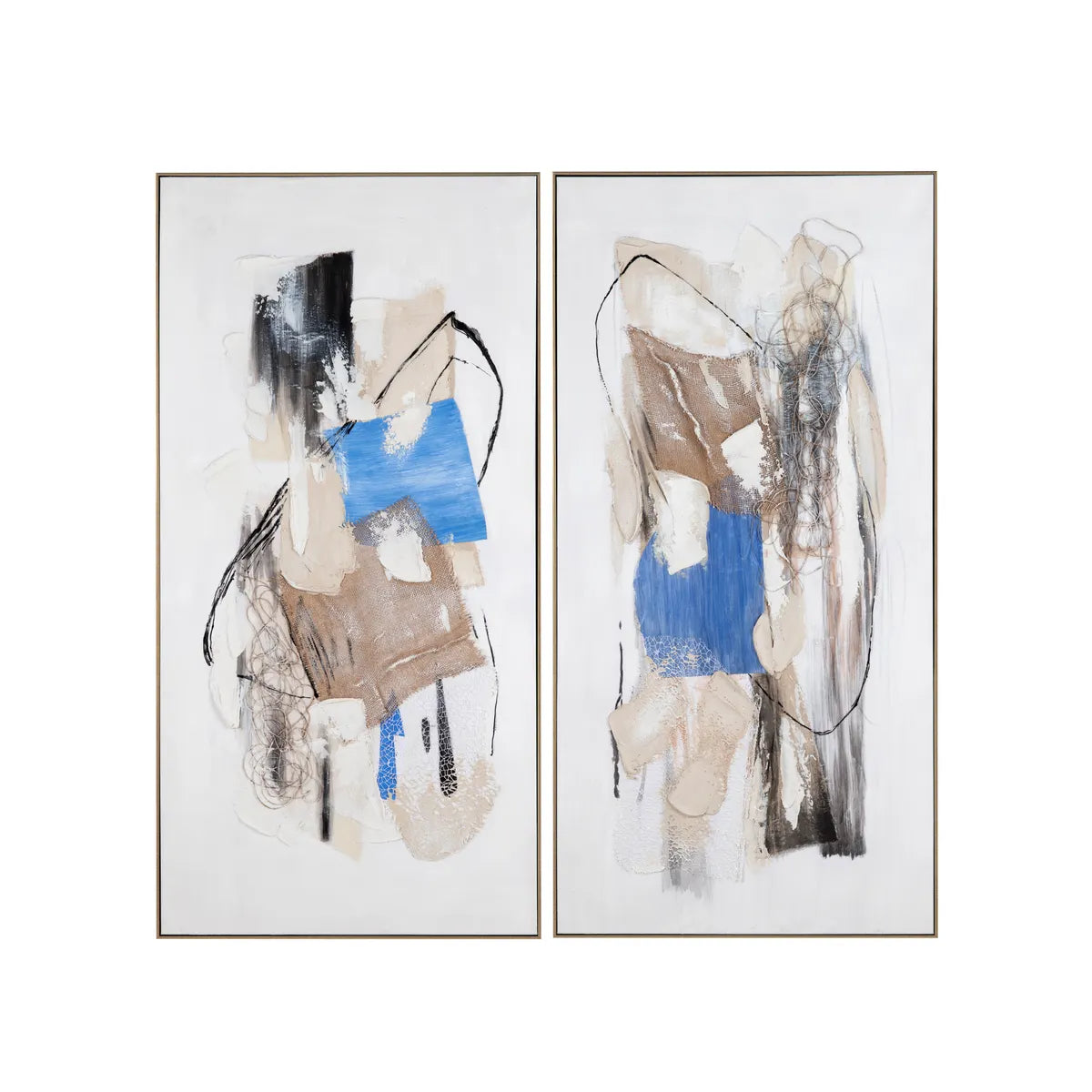 Crestview Collection Pop Of Blue Hand Painted Wall Art ~ Set Of 2 - Image 2
