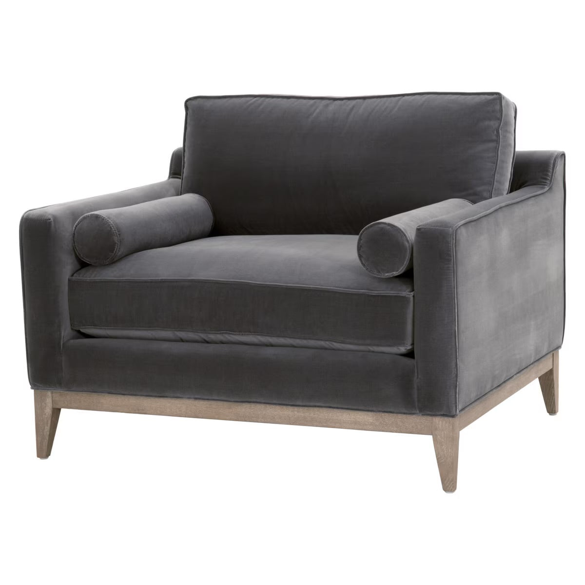 Essentials For Living Parker Post Modern Sofa Chair ~ Dark Dove Velvet With Natural Gray Oak - Image 2