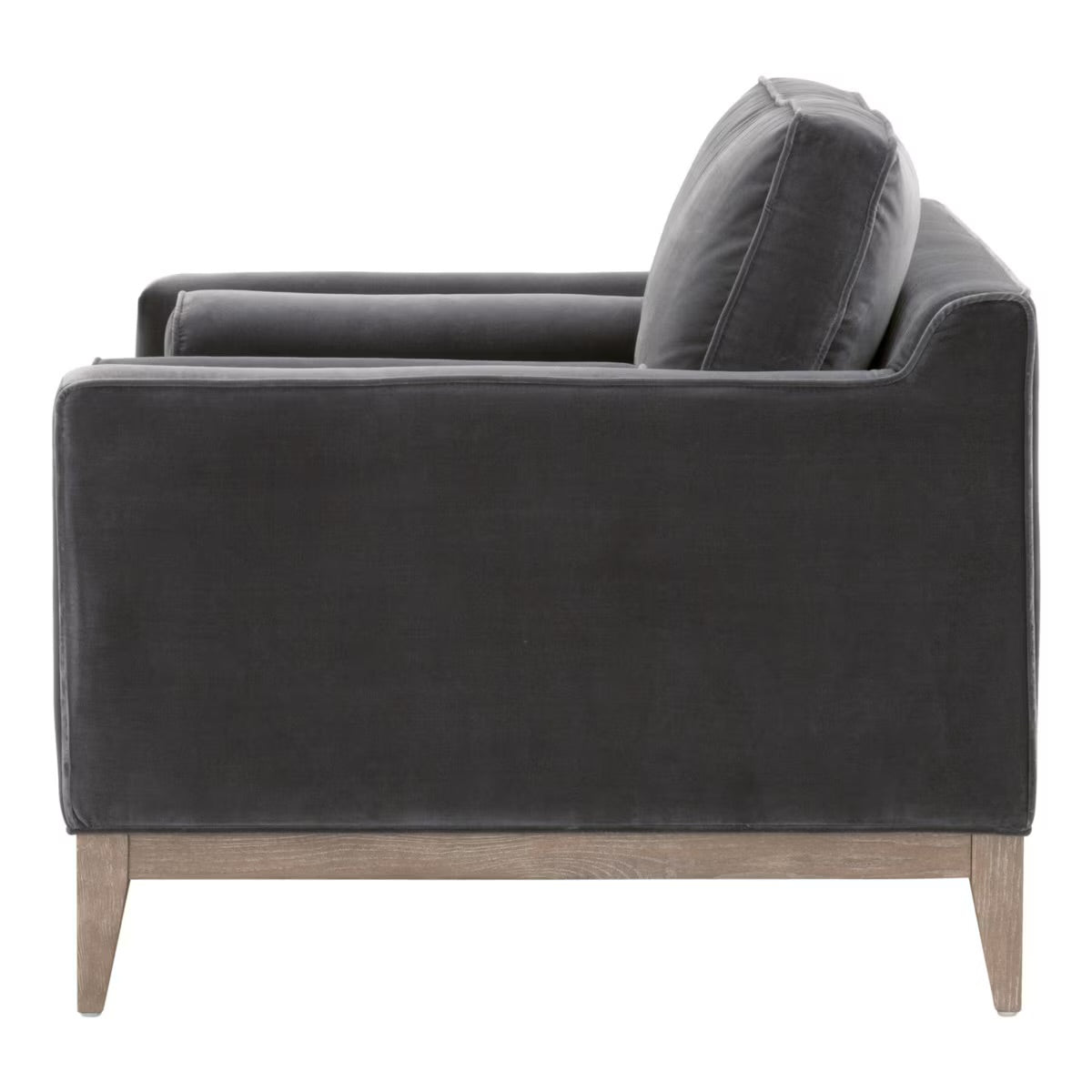 Essentials For Living Parker Post Modern Sofa Chair ~ Dark Dove Velvet With Natural Gray Oak - Image 3