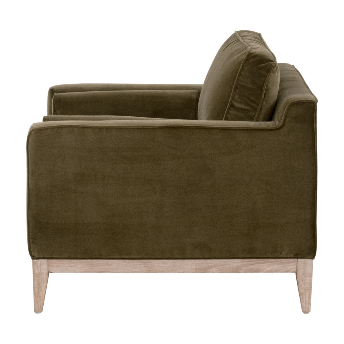 Essentials For Living Parker Post Modern Sofa Chair ~ Olive Velvet With Natural Gray Oak - Image 3