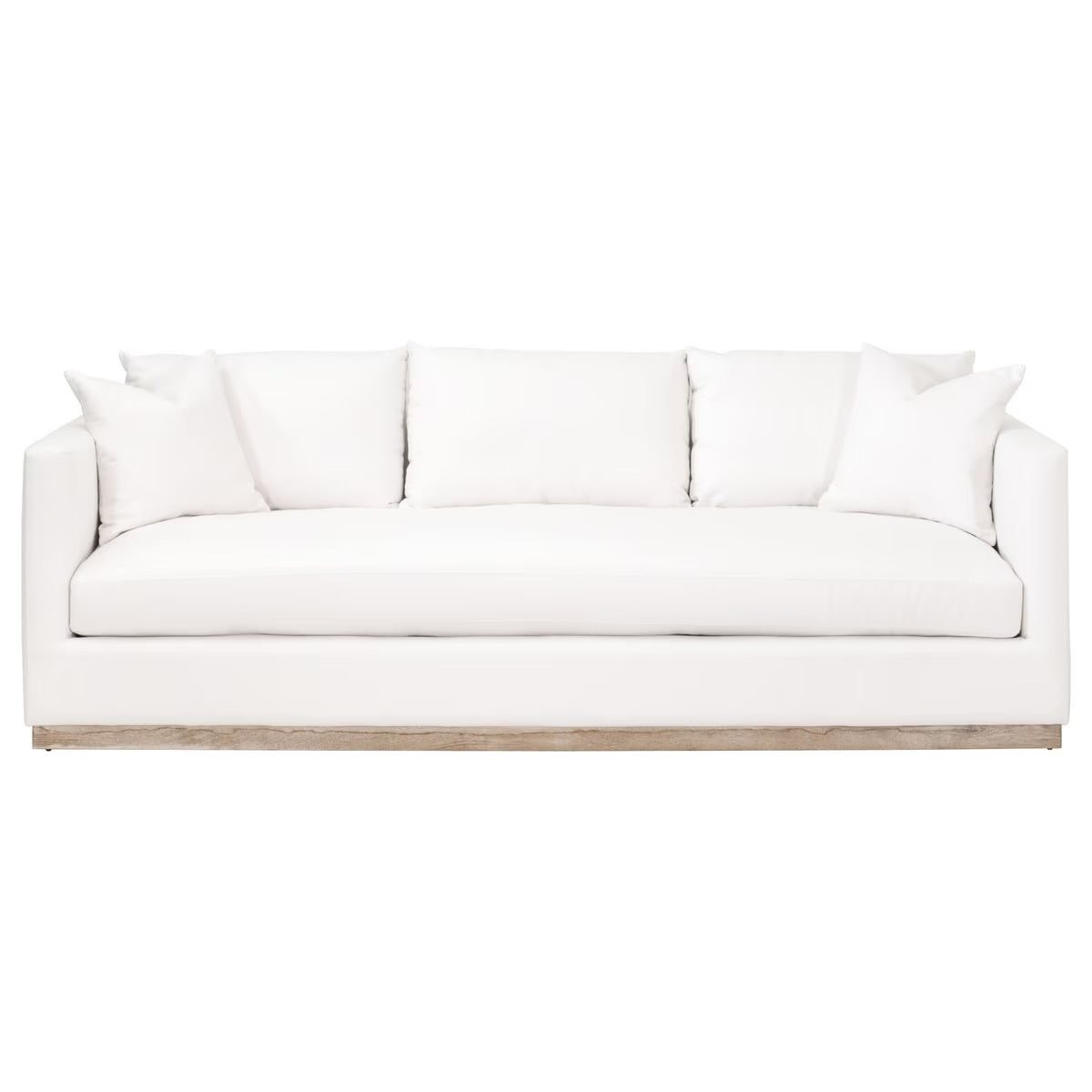 Essentials For Living Siena 96” Plinth Base Sofa ~ LiveSmart Machale-Ivory With Natural Gray Oak