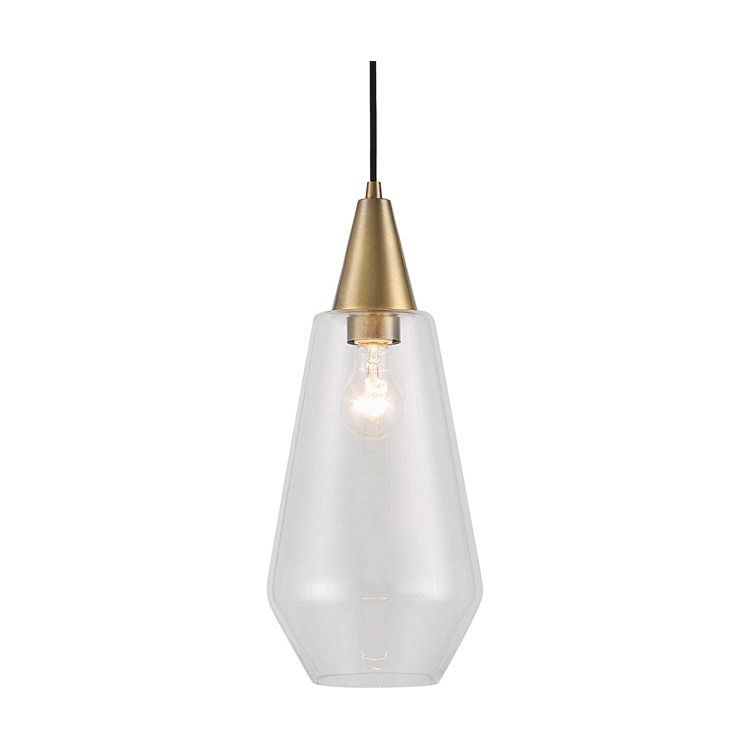 Uttermost Eichler Clear Glass with Antique Brass Accents Mini Pendant Light - Image 2