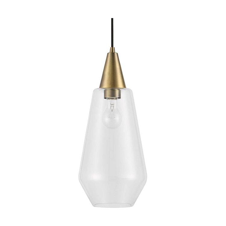 Uttermost Eichler Clear Glass with Antique Brass Accents Mini Pendant Light - Image 3