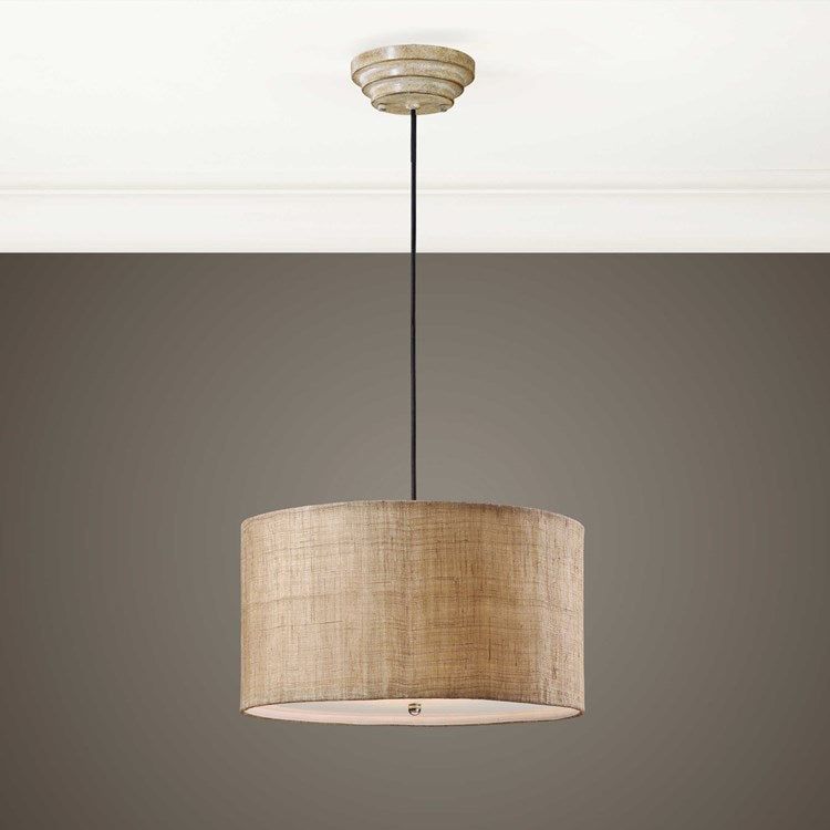 Uttermost Dafina Antiqued Burlap Shade 3 Light Pendant - Image 2