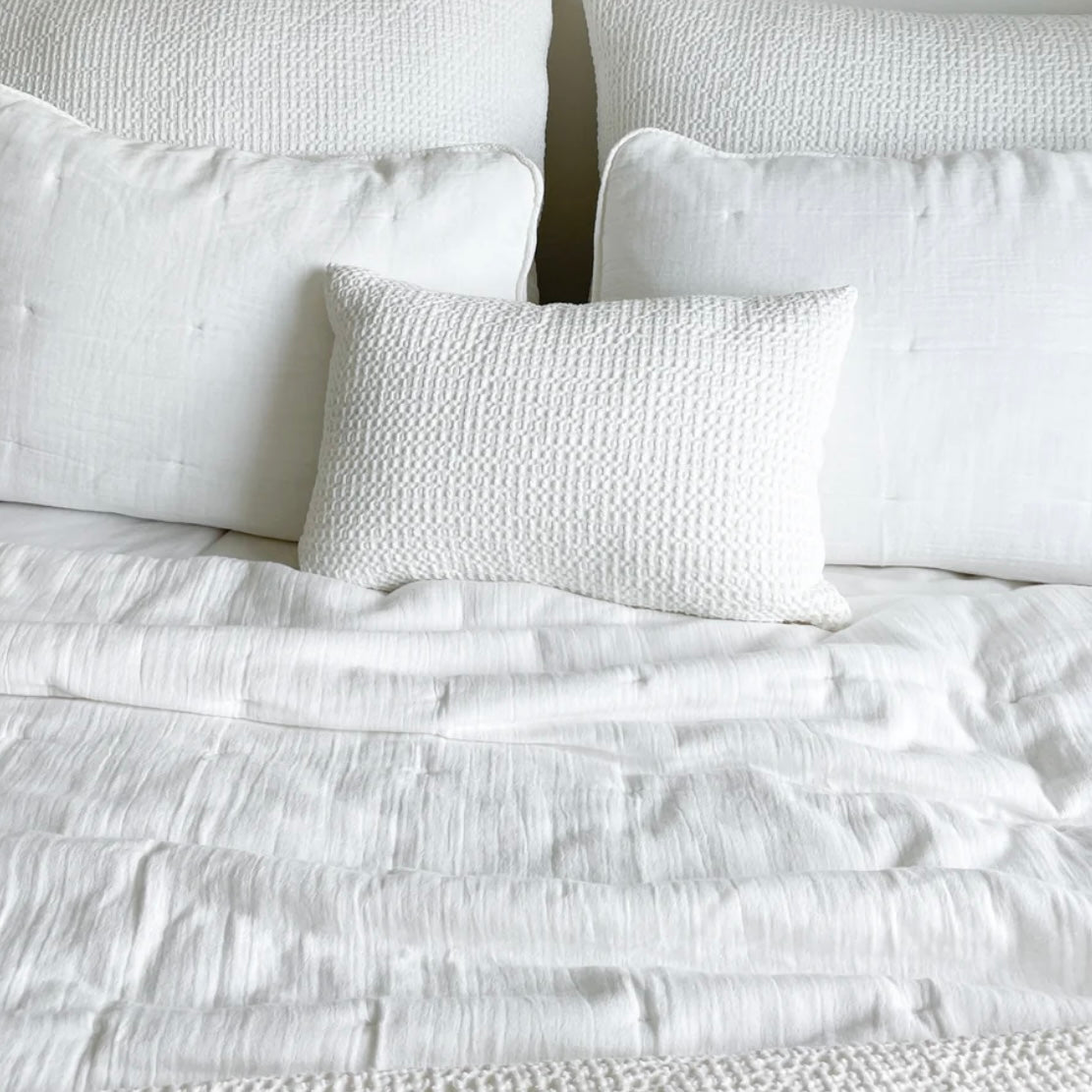 Anaya Home Cool Cotton White Waffle Weave Pillow 14x20 With Down Insert ~ DREAMY BEDDING SALE ~ Limited Quantity - Image 3