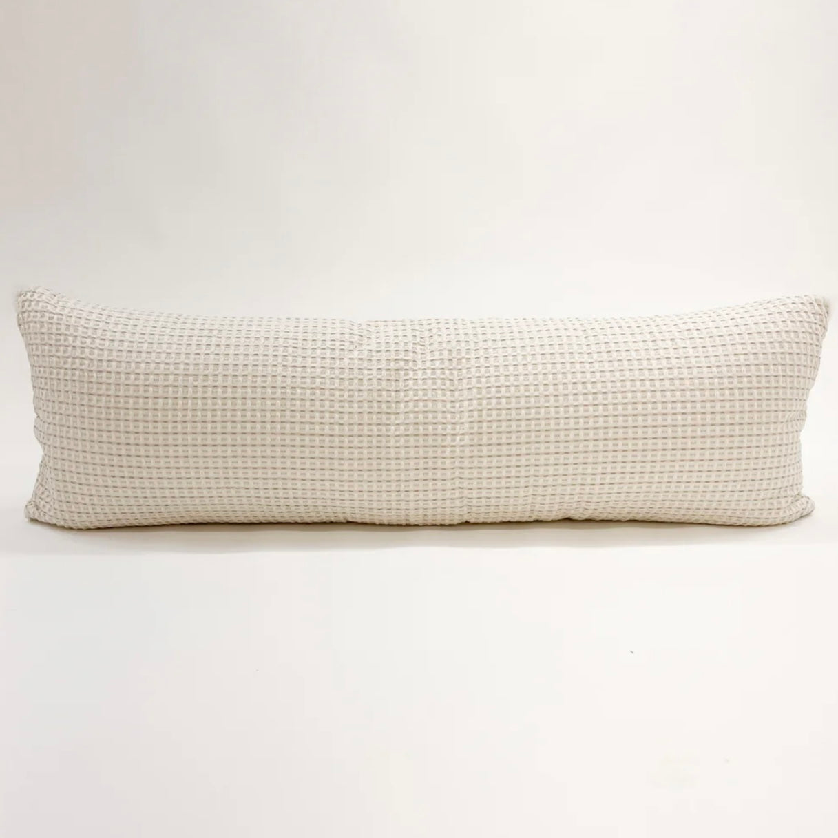 Anaya Home Cool Cotton Beige Waffle Weave Pillow 14×40 With Down Insert