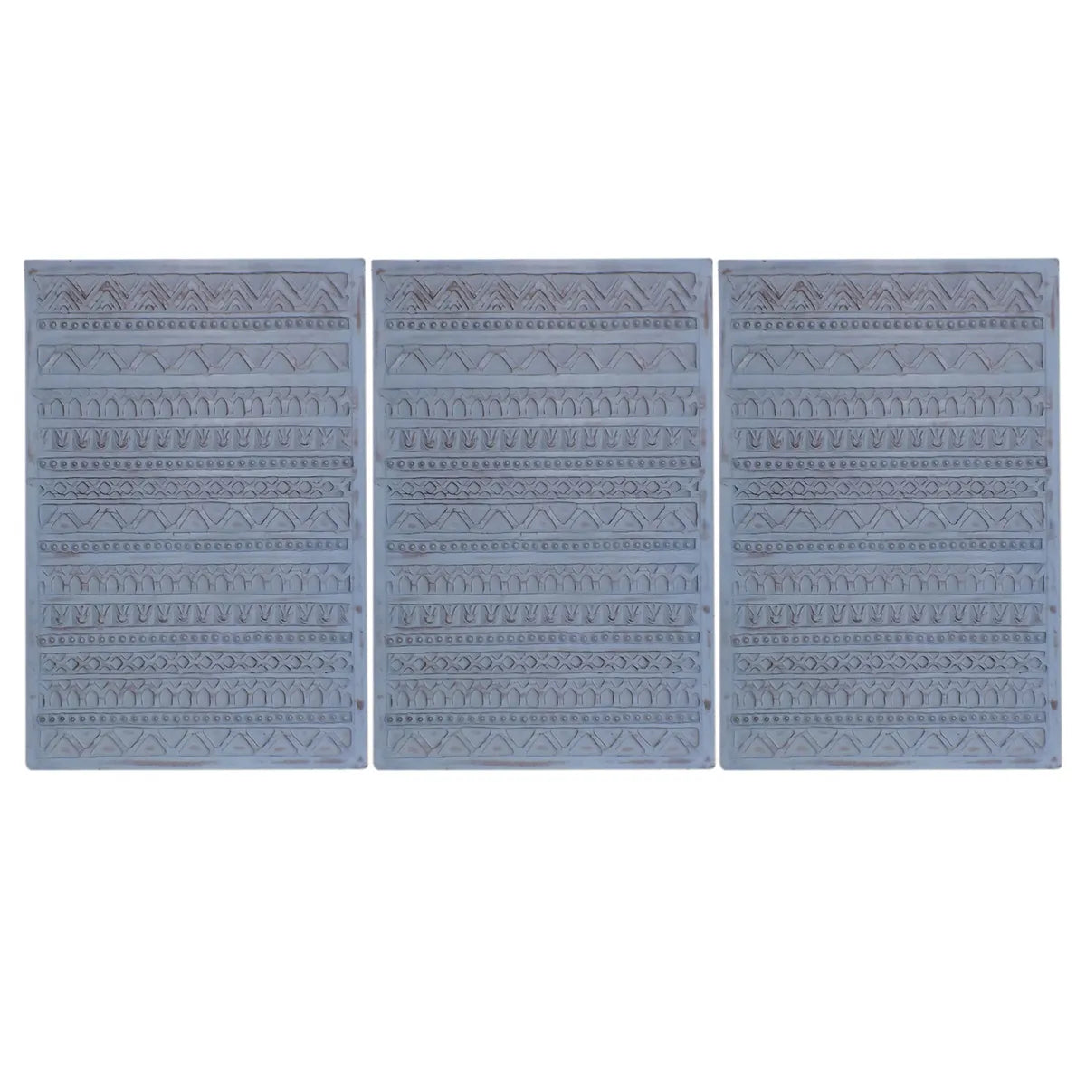 Crestview Collection Reed Hand Carved Wood Tryptich Wall Art ~ Set Of 3 - Image 1