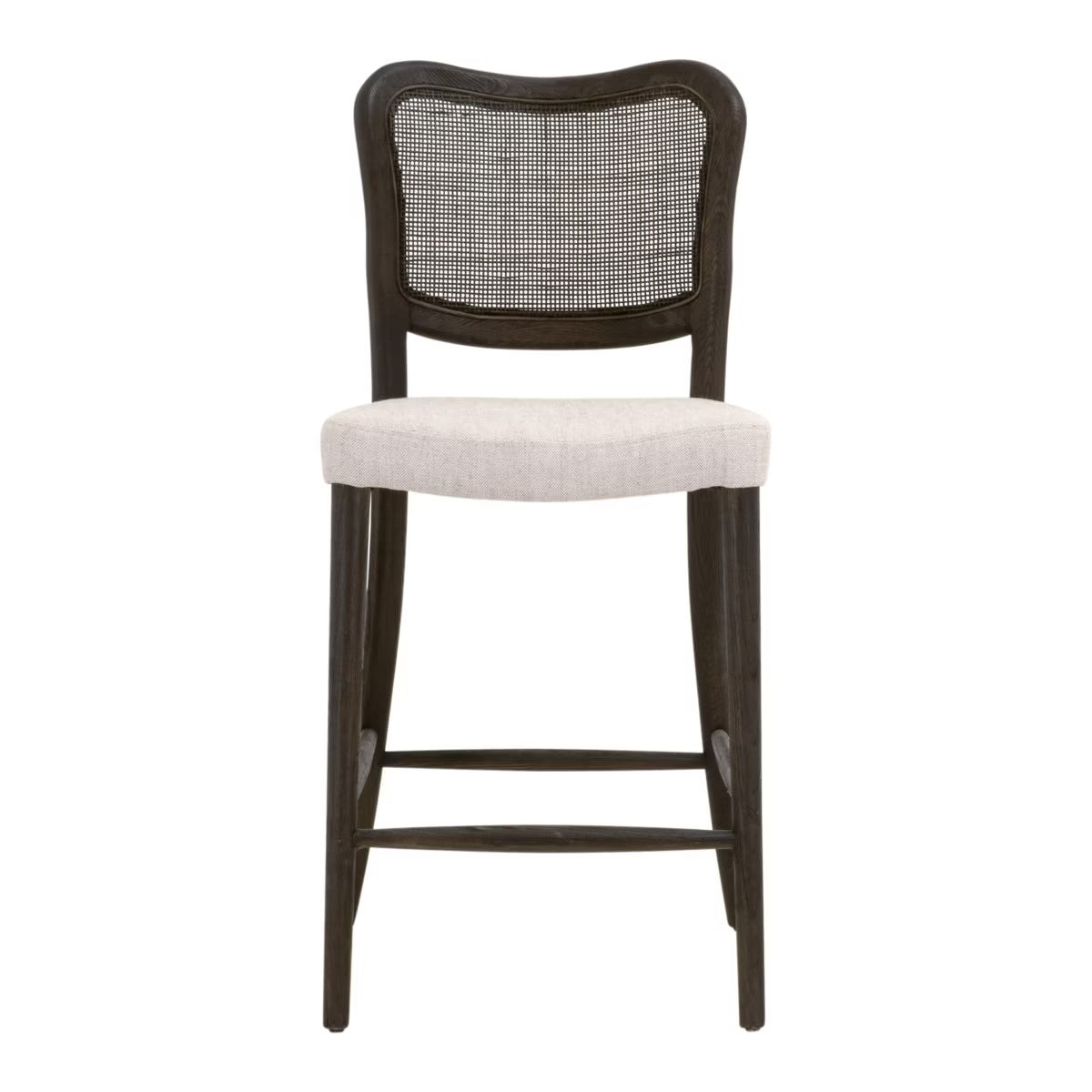 Essentials For Living Cela Counter Stool ~ Bisque With Matte Brown Oak & Matte Brown Cane Frame - Image 1