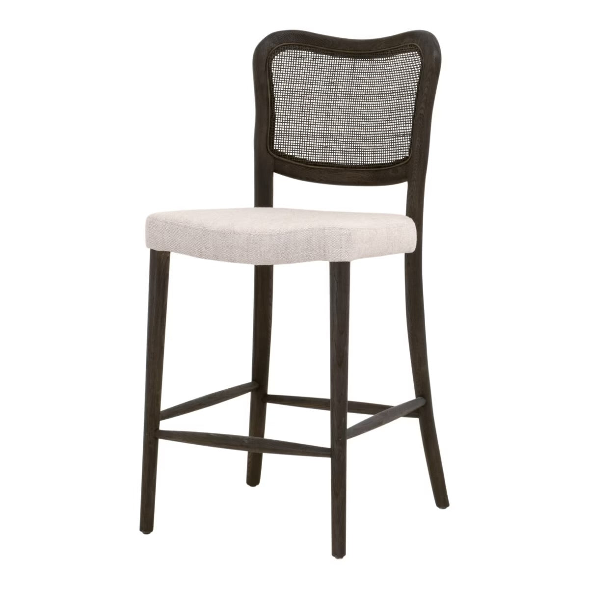 Essentials For Living Cela Counter Stool ~ Bisque With Matte Brown Oak & Matte Brown Cane Frame - Image 2