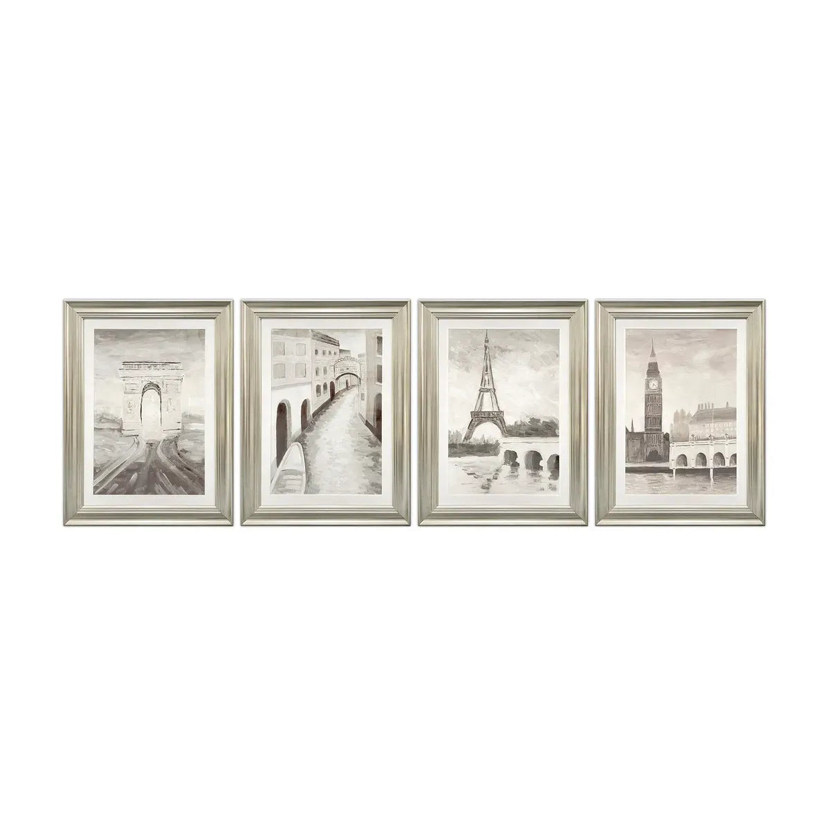 Crestview Collection Euro Destinations Hand Painted Wall Art ~ Set Of 4 - Image 1
