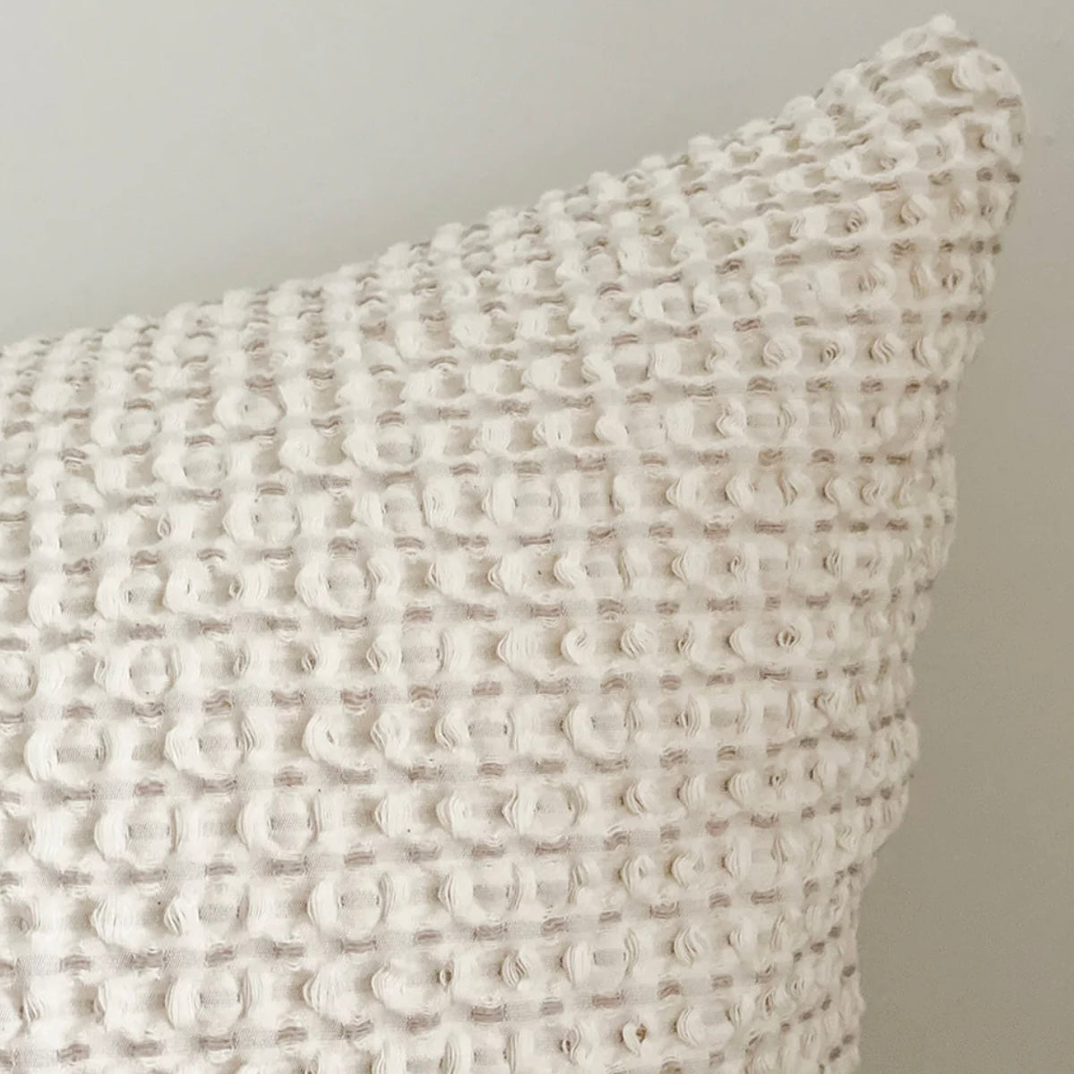 Anaya Home Cool Cotton Beige Waffle Weave Pillow 20x20 With Down Insert - Image 3