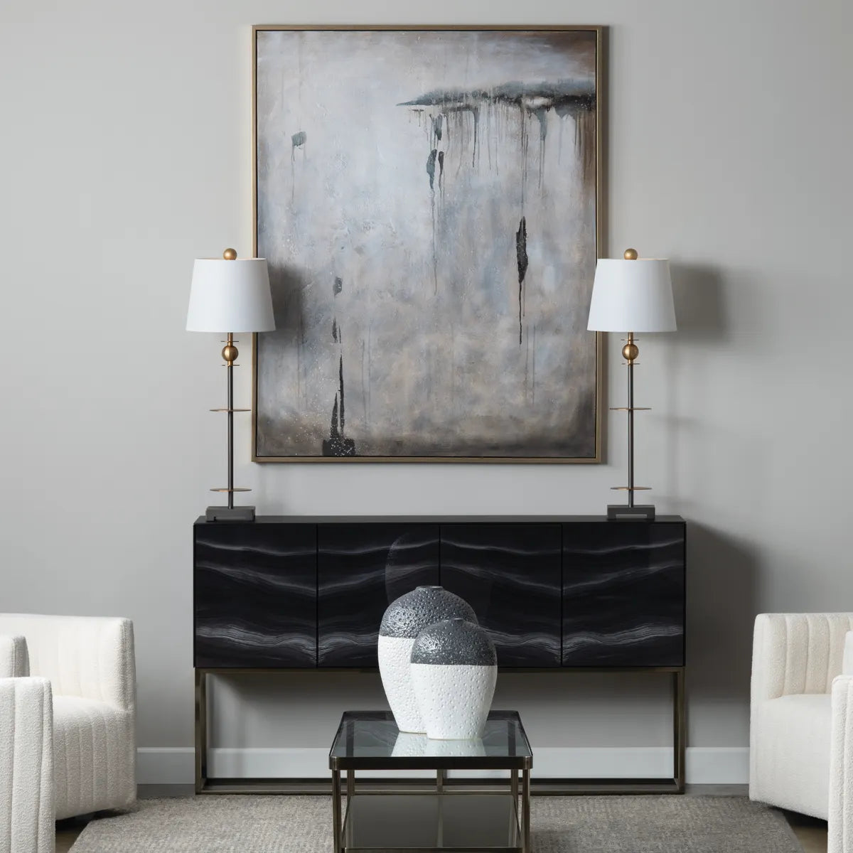 Crestview Collection Emerson Framed Painted Wall Art - Image 1