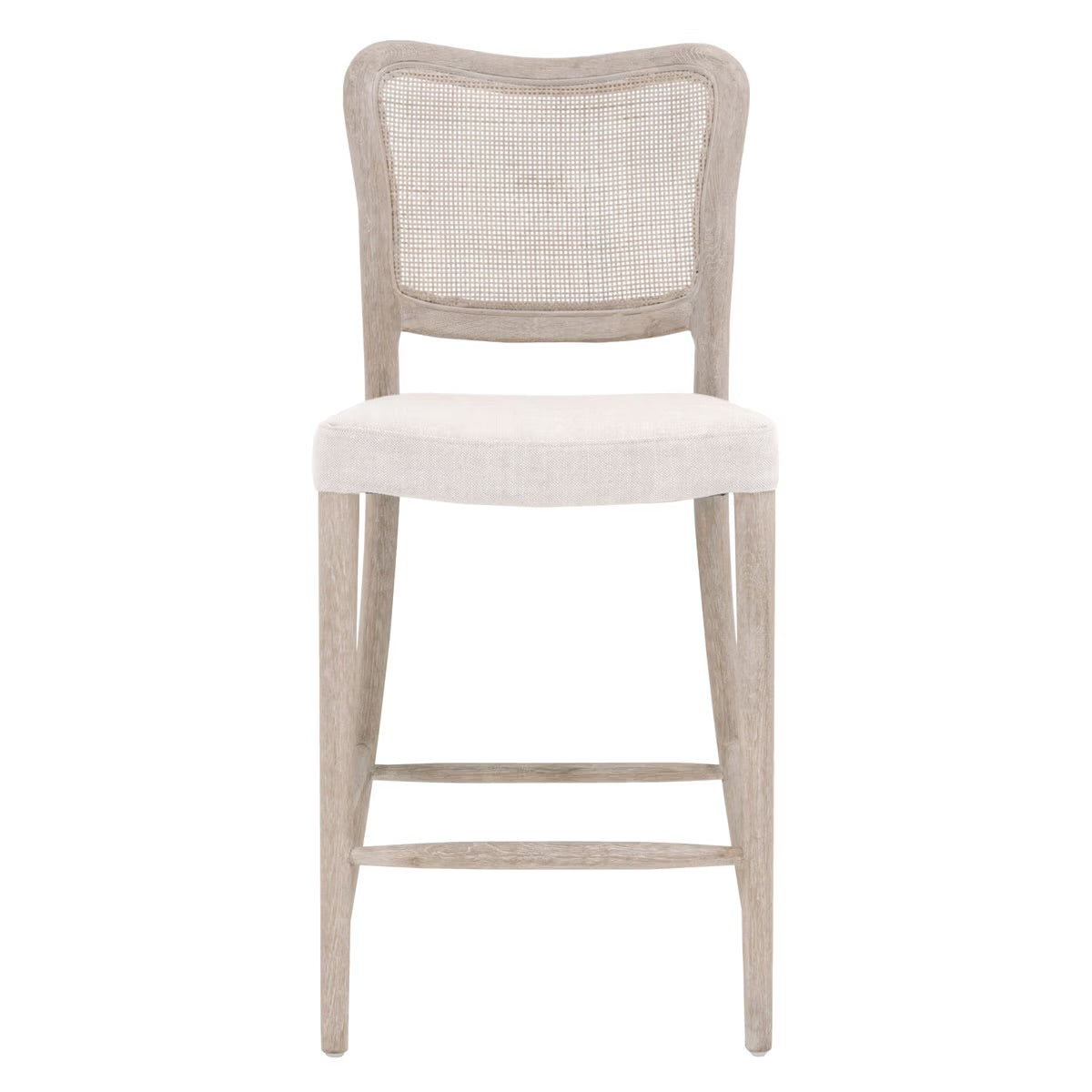 Essentials For Living Cela Counter Stool ~ Bisque With Natural Gray Oak & Natural Gray Cane Frame - Image 1