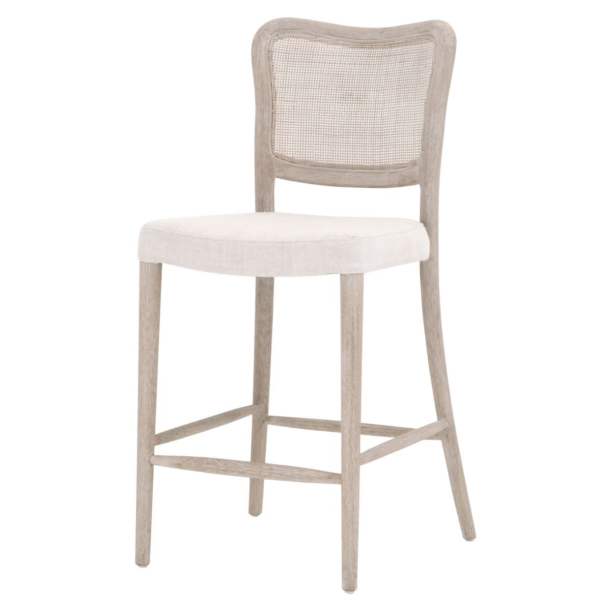 Essentials For Living Cela Counter Stool ~ Bisque With Natural Gray Oak & Natural Gray Cane Frame - Image 2