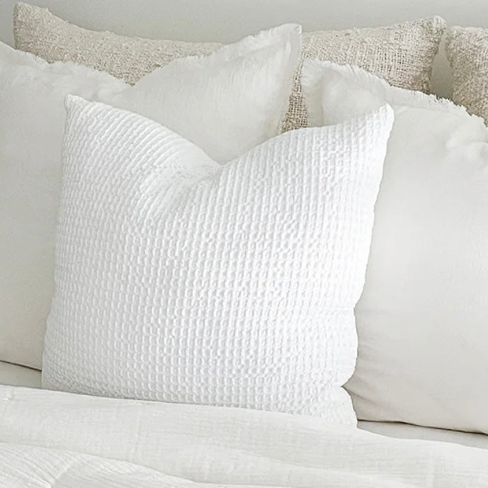 Anaya Home Cool Cotton White Waffle Weave Pillow 20×20 With Down Insert ~ DREAMY BEDDING SALE ~ Limited Quantity