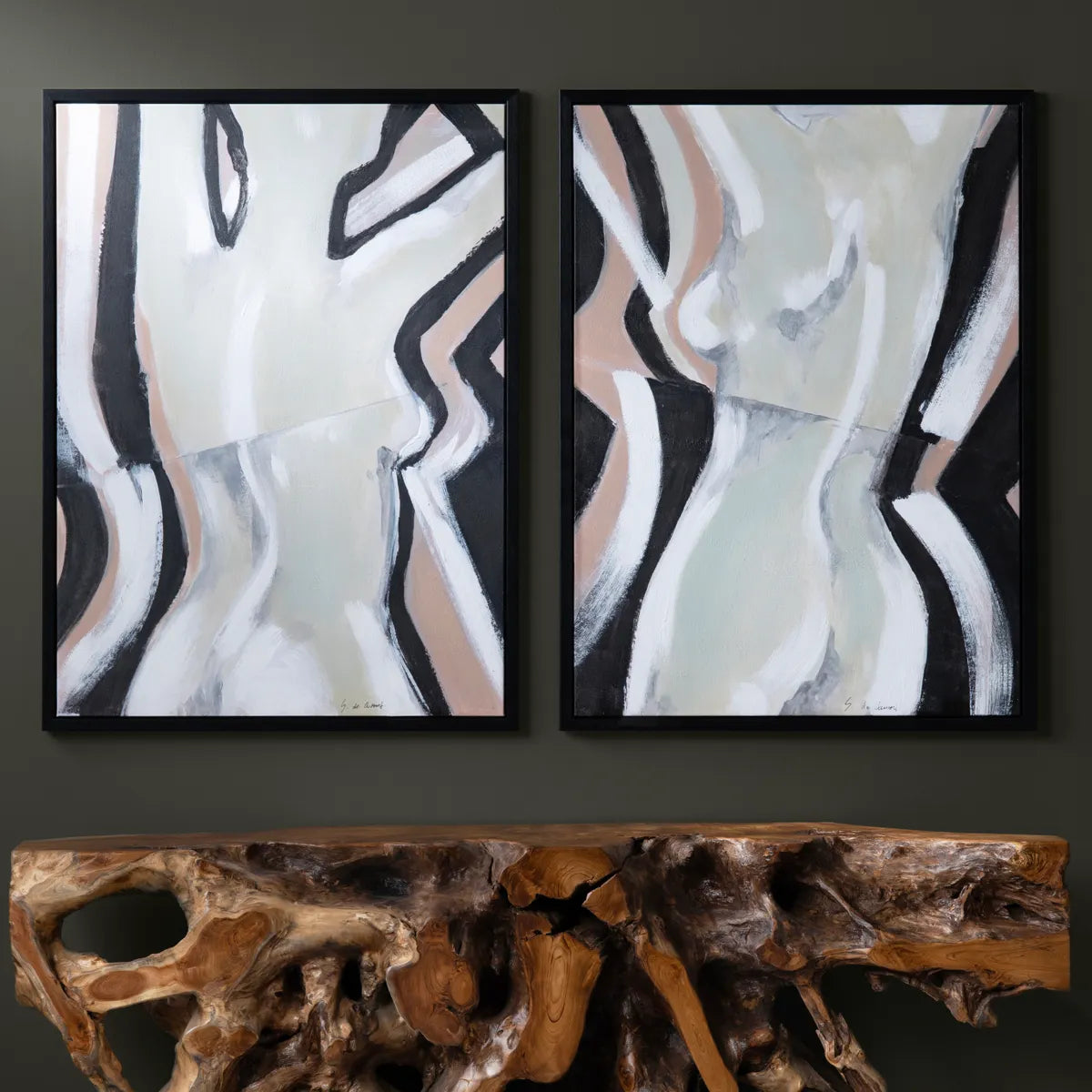 Crestview Collection Captivating Curves Hand Painted Wall Art ~ Set Of 2 - Image 1