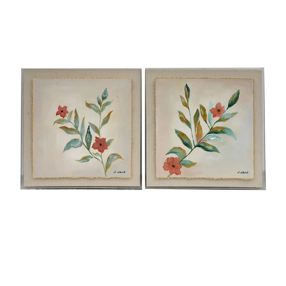 Crestview Collection Flora Y Flora Hand Painted Wall Art ~ Set Of 2 - Image 1