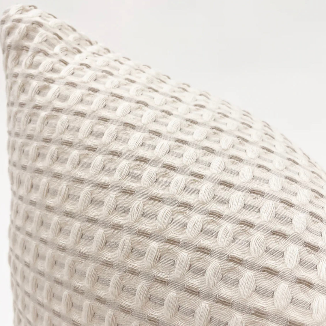 Anaya Home Cool Cotton Beige Waffle Weave Euro Pillow 26x26 With Down Insert - Image 2
