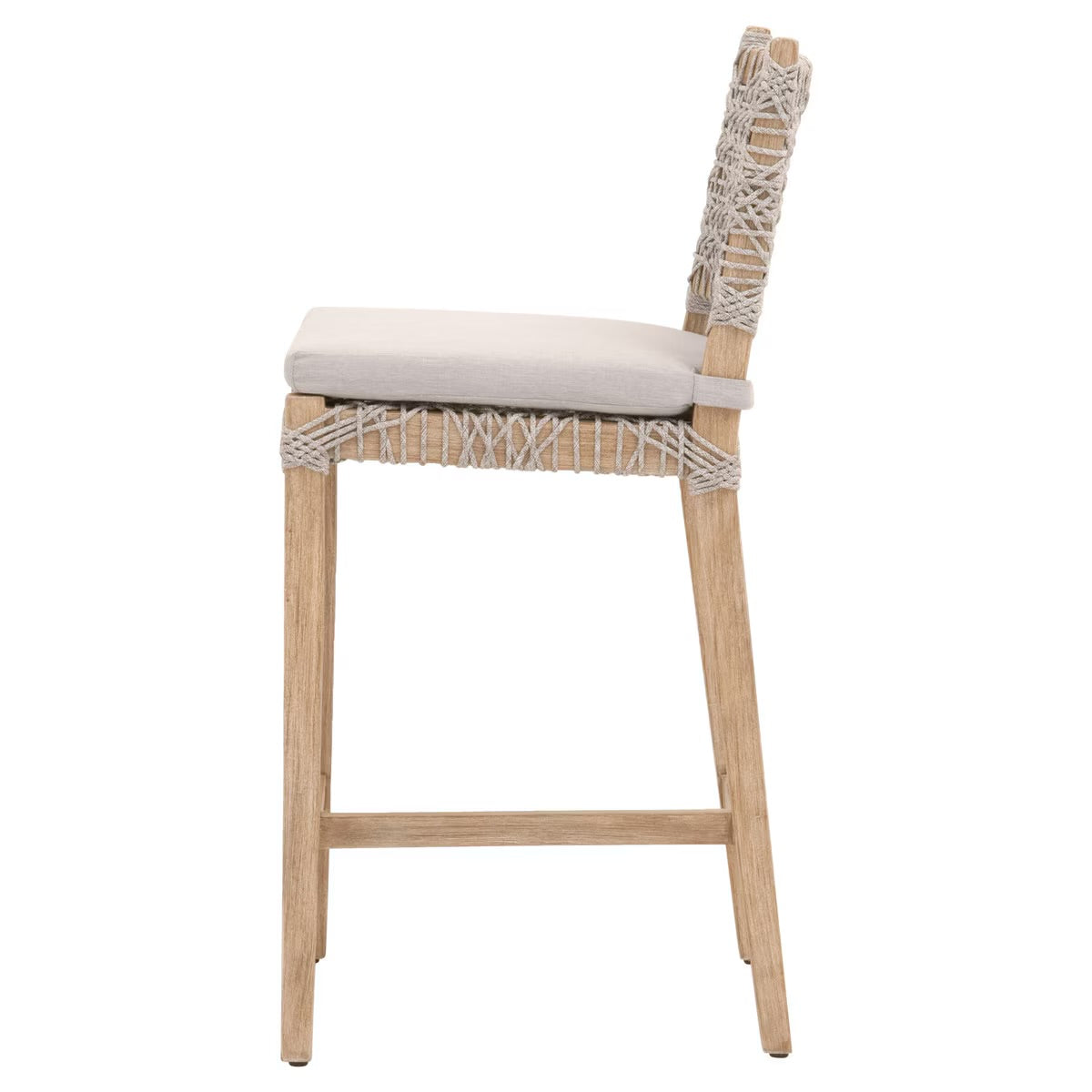 Essentials For Living Costa Counter Stool ~ Taupe & White Flat Rope, Performance Pumice With Natural Gray Mahogany Frame - Image 3