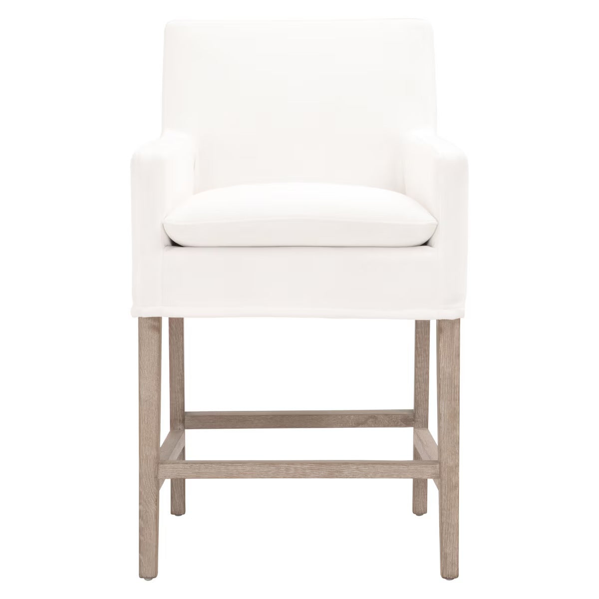 Essentials For Living Drake Slipcover Counter Stool ~ LiveSmart Peyton-Pearl With Natural Gray Oak Frame - Image 1