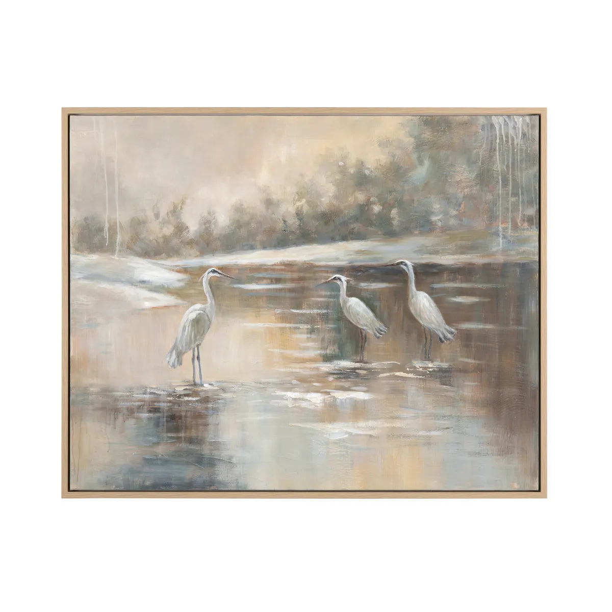 Crestview Collection Egret Reflections Painted Canvas Wall Art - Image 2