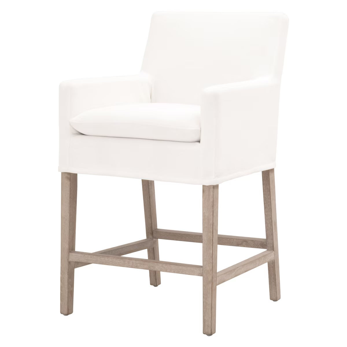 Essentials For Living Drake Slipcover Counter Stool ~ LiveSmart Peyton-Pearl With Natural Gray Oak Frame - Image 2