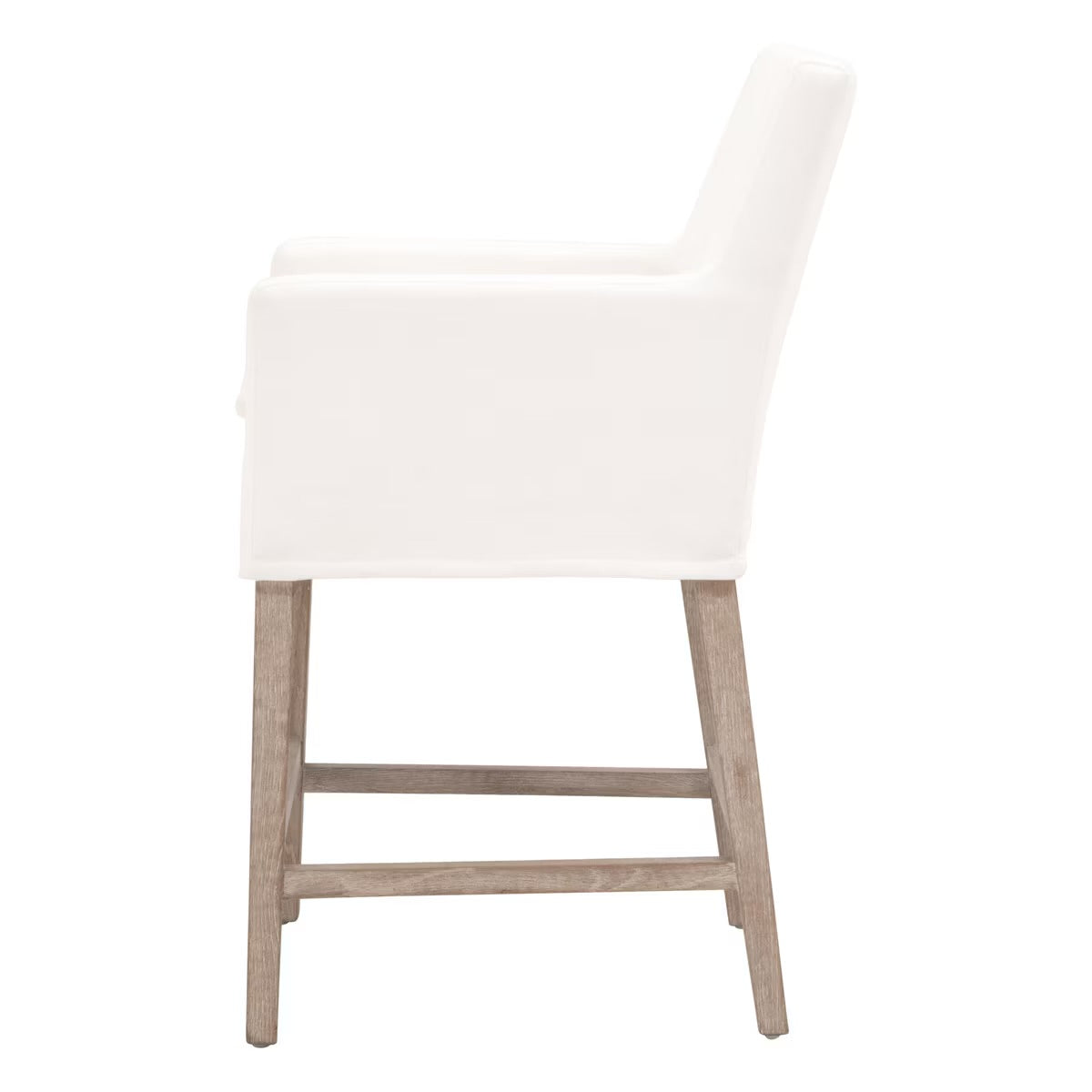 Essentials For Living Drake Slipcover Counter Stool ~ LiveSmart Peyton-Pearl With Natural Gray Oak Frame - Image 3