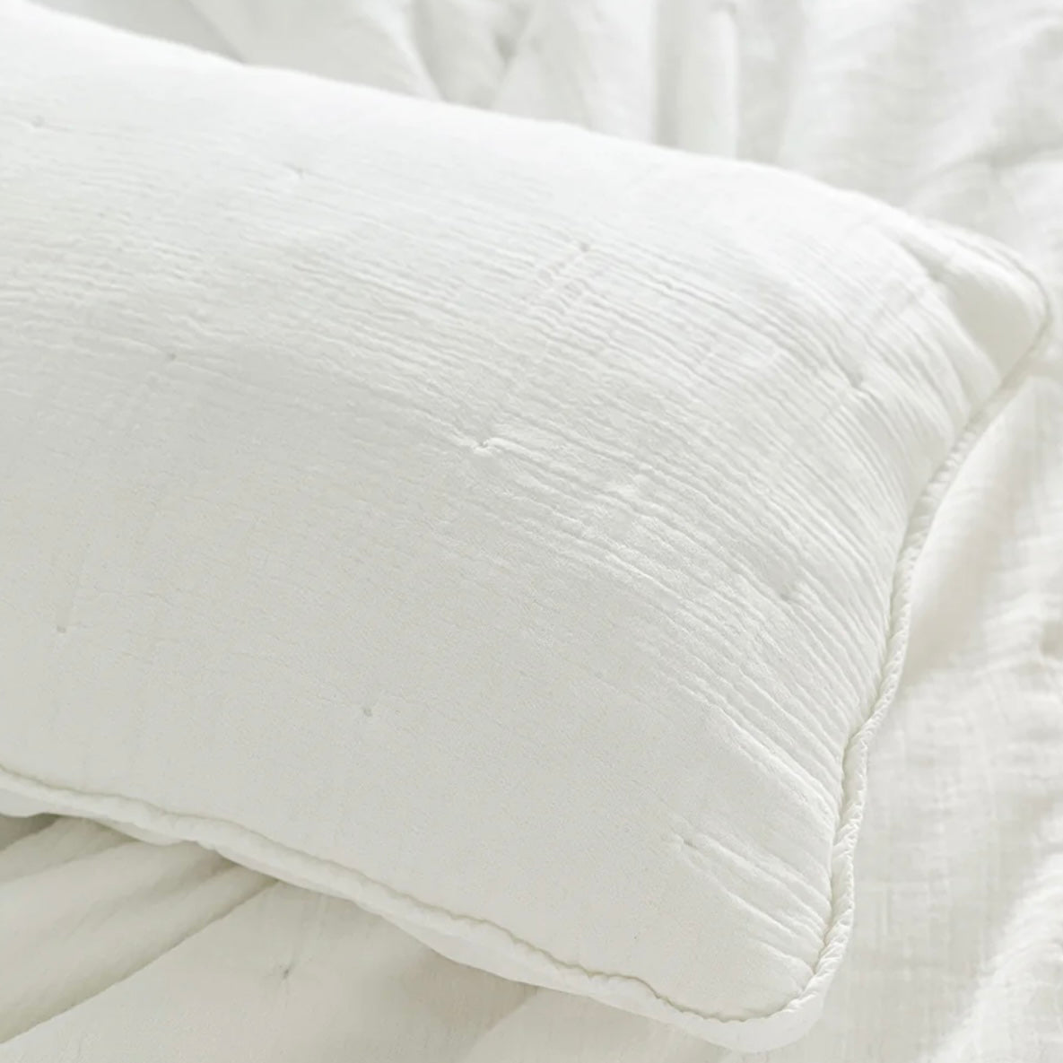 Anaya Home Easy Cotton White Gauze Quilt and Pillow Sham Set Available in Queen and King Sizes ~ DREAMY BEDDING SALE ~ Limited Quantity - Image 2