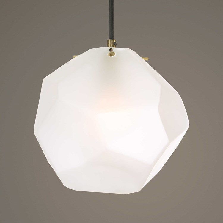 Uttermost Geodesic Frosted Glass Geometric Shape With Antique Brass Finish Pendant Light - Image 2
