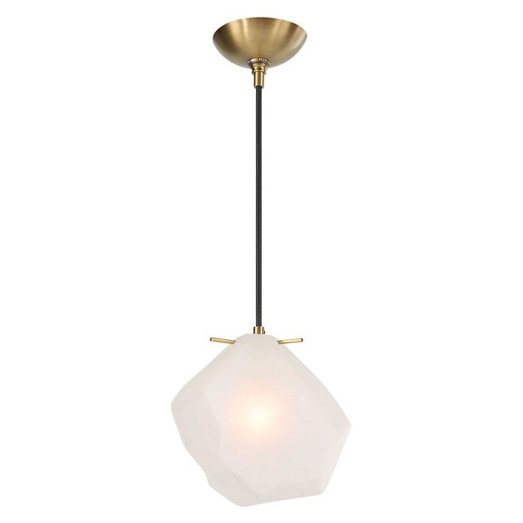 Uttermost Geodesic Frosted Glass Geometric Shape With Antique Brass Finish Pendant Light