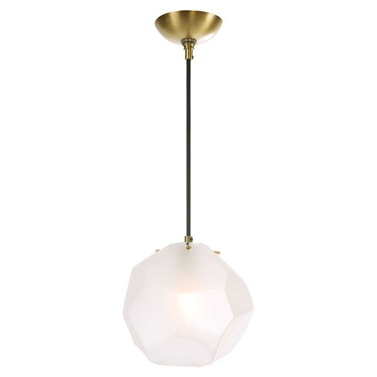 Uttermost Geodesic Frosted Glass Geometric Shape With Antique Brass Finish Pendant Light - Image 3