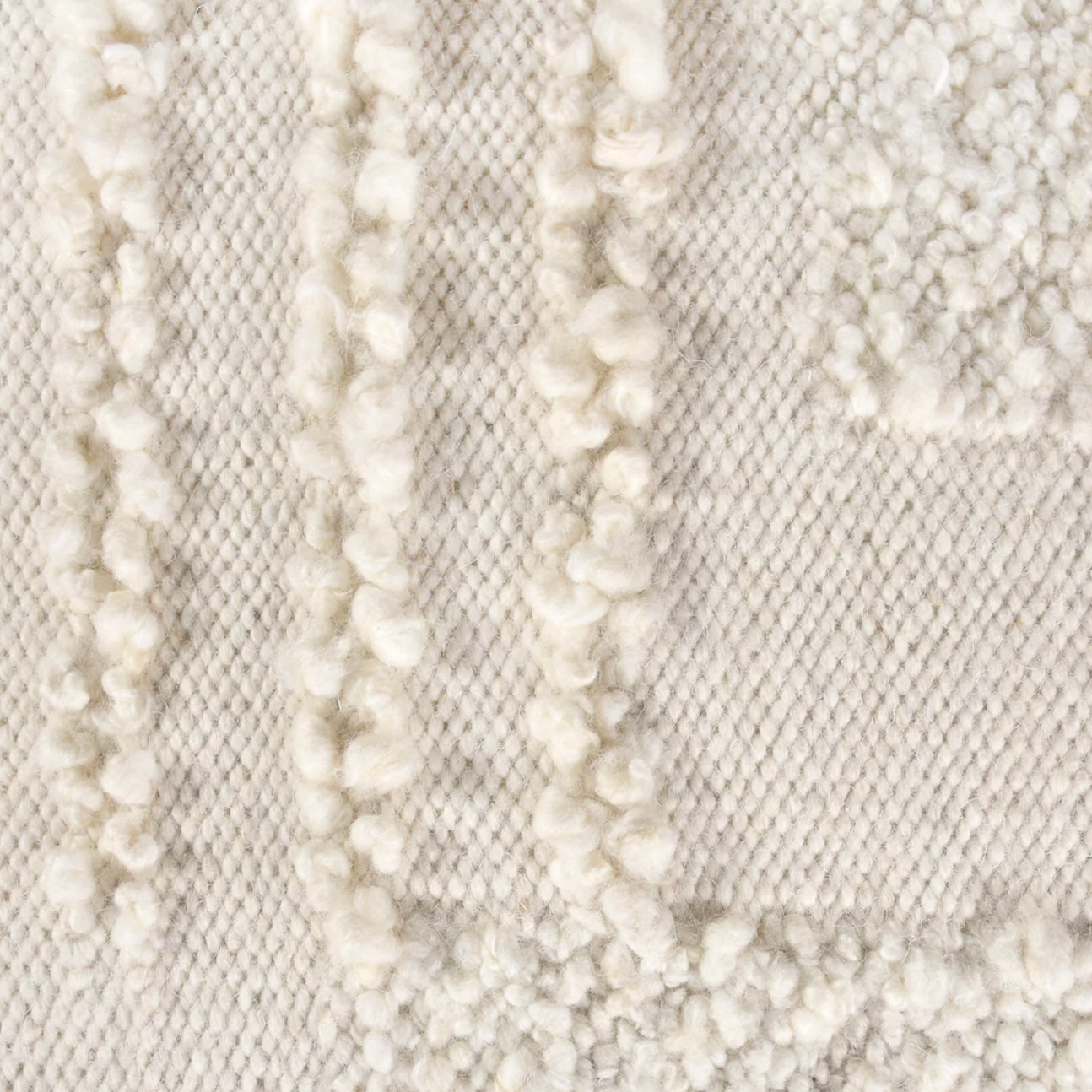 Anaya Home White Boucle Patchwork Oversized Handwoven Stool - Image 3