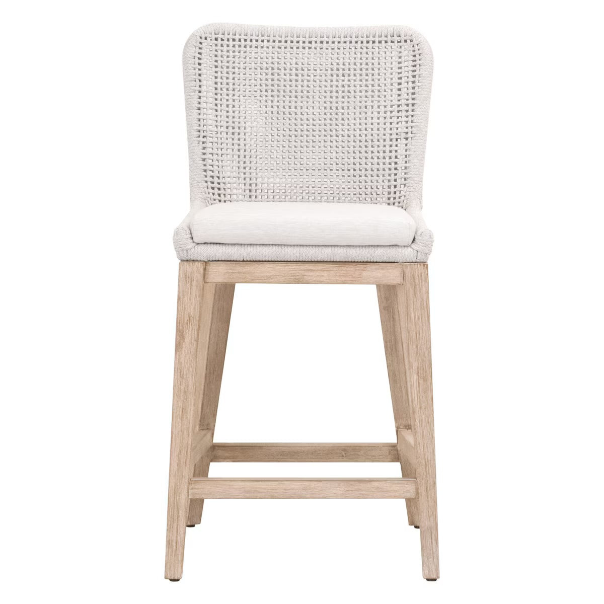 Essentials For Living Mesh Counter Stool ~ White Speckle Flat Rope, Performance White Speckle With Natural Gray Mahogany Frame - Image 1