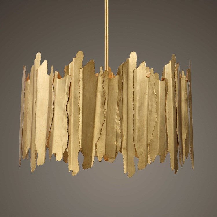 Uttermost Golden Gate Industrial Metal Sheets With Gold Leaf Finish 8 Light Pendant - Image 2