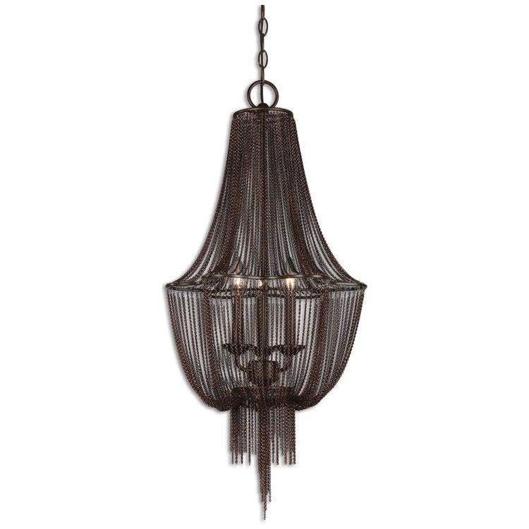 Uttermost Lezzeno Dark Oil Rubbed Bronze Draped Jewelry Chain 3 Light Chandelier - Image 2