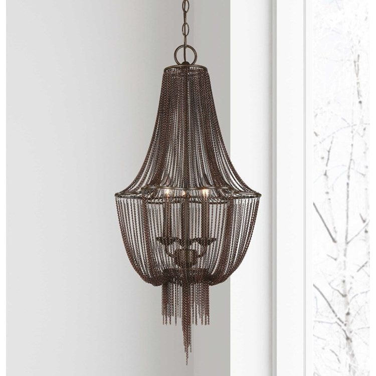 Uttermost Lezzeno Dark Oil Rubbed Bronze Draped Jewelry Chain 3 Light Chandelier