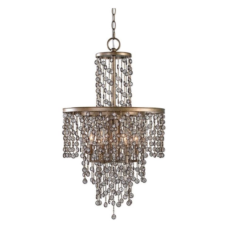 Uttermost Valka Silver and Bronze Draped Jewelry Chains With Crystals 6 Light Chandelier - Image 2